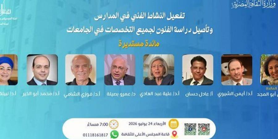 "الأعلى للثقافة" يناقش سبل تفعيل النشاط الفني بالمدارس وتعزيز دراسة الفنون في الجامعات